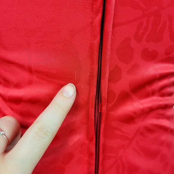 Vintage 80s Red Long Sleeve Rouched Dress - Picture 4 of 8